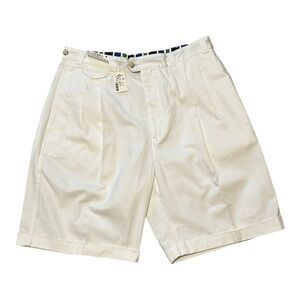 Perry Ellis America Pleated Shorts Men’s 36 White Cotton Retro Vintage NWT